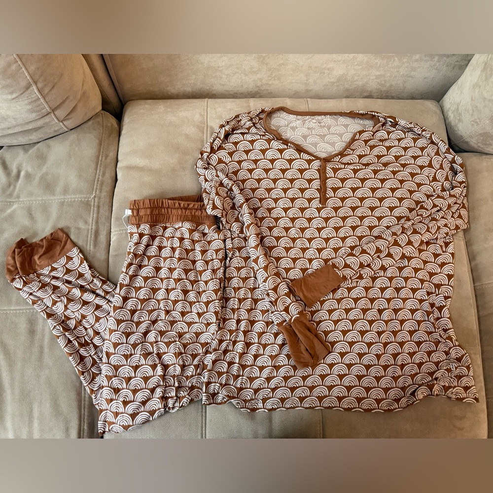 Little Sleepies Tan and White Pajama Set